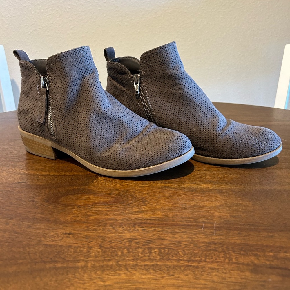 Grey suede ankle booties
